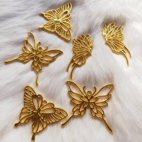 5pcs Butterfly Metal Frame DIY UV Resin Jewelry Fillings Accessory Charms Handmade Wings Hollow Pendant Open Bezels Craft