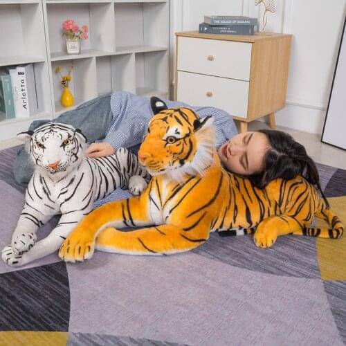 25-110cm Lifelike Tiger Plush Toys Ferocious Wild Animals Simulation White&Brown Forest King Doll Children Baby Birthday Gifts