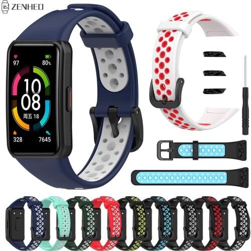 Silicone Wrist Strap For Huawei Band 6/Honor Band 6 Double Color Wristband Bracelet Belt for For Huawei Honor Band 6