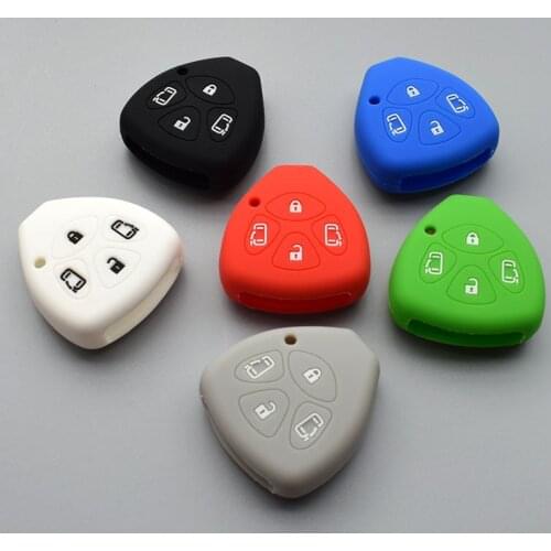 Silicone rubber car key case cover shell for Toyota Camry/Corolla/Prado/Yaris 4 button key case cover