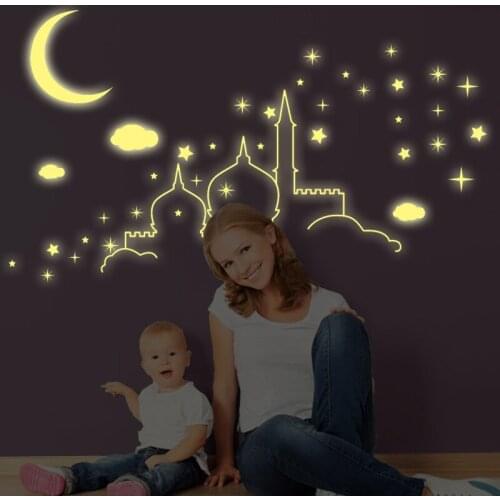 Luminous Diy Star Stickers Moon Castle Kids Wall Sticker For Kids Baby Rooms Wallstickers Glow In The Dark Star Home Decor Mural
