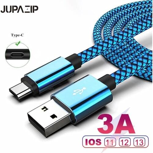 JUPAZIP 3A Fast Charging Type C USB Cable For Samsung S10 Xiaomi Redmi Note 7 Type C Mobile Phone Charging Wire Cord USB C Cable