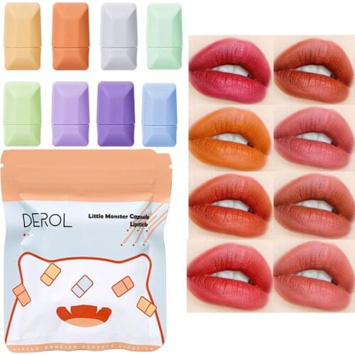 Waterproof Mini Lipsticks Long Lasting Not Easy To Dye Lipstick Velvet Matte Lip Gloss Makeup Sets Lip Tint Cosmetics 8pcs/bag