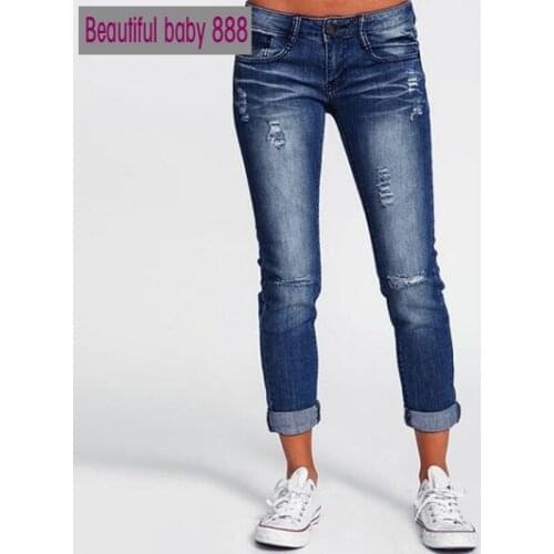 Meqeiss New Spring Fashion Jeans Women Denim Middle-waisted Vintage Buttons Jeans Ladies Pencil Pants Worn-out Style Trousers