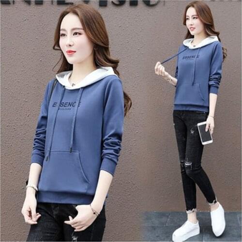 Hooded sweater women 2020 new spring autumn Korean version loose large size thin section long-sleeved letter wild sweaters D278