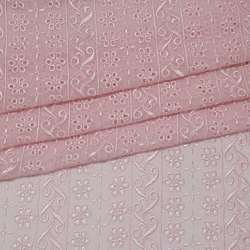 0.5meter pink geometric silk crepe DE chine cotton and linen fabrics embroidered fabric for skirt dress 1pc= 50*100cm
