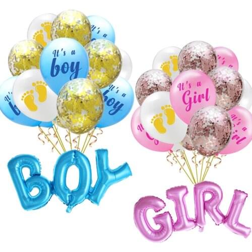 10pcs It Is A Boy Its A Girl Latex Balloon Baby 1st Birthday Favor Pink/blue Balloons For Wedding Baby Shower Party Deco Globos