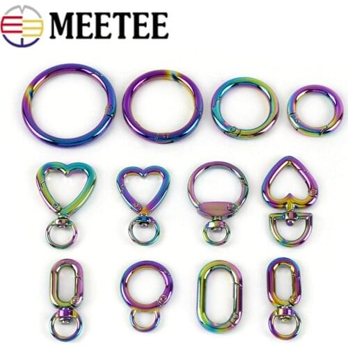 10pcs Heart O Ring Metal Bukles for Bag Strap Spring Clip Buckle Keychain Handbag Hangers Clasp DIY Hardware Accessories