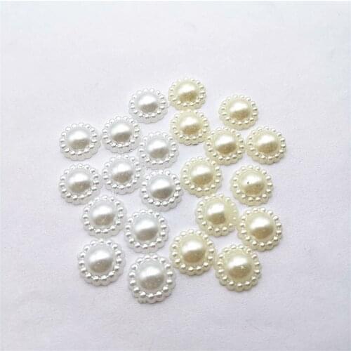 100pcs White/Ivory Pearls Resin 12mm Sunflower Flatbacks Embellishments DIY Christmas Decorations Scrapbooking Crafts