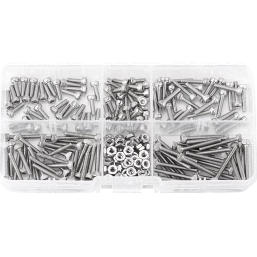 210pcs M2.5 Stainless Steel SS304 Hex Socket Cap Head Screws and Nuts Assrotment Set