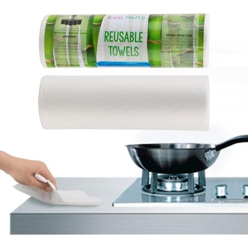 25pcs/Roll Clean Washing Towel Washable Dish Cloths Reusable Bamboo Towels Washable Absorbent Home Kitchen Paper Towel