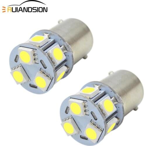 2x AC/DC 6-30V BA15D 1142 1156 P21W BA15S 9SMD 5050 LED Auto motorcycle boat Bulbs Car Brake Tail Lamp DRL Backup light 4300K