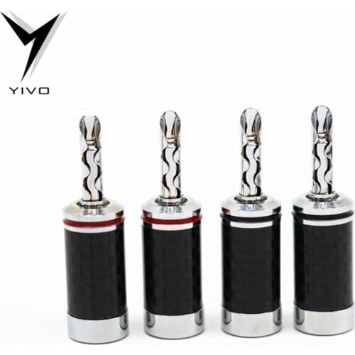 8pcs Banana Plugs Hi-end HIFI DIY GuangZhou YIVO Carbon Fiber Copper Plated Rhodium Electrical Audio Jack Banana Connector Plug