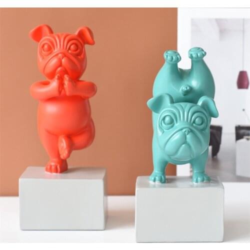 ABSTRACT YOGA DOG FIGURINE SCULPTURE ANIMALS PUPPY STATUE RESIN CRAFT HOME DECORATION ACCESSORIES FOR LIVING ROOM R1877