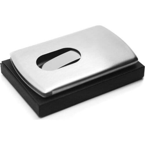 Business Card Holder Vogue Thumb Slide Out Stainless Steel Pocket ID Credit Bag Metal Credit Card Case High Quality 10*6cm