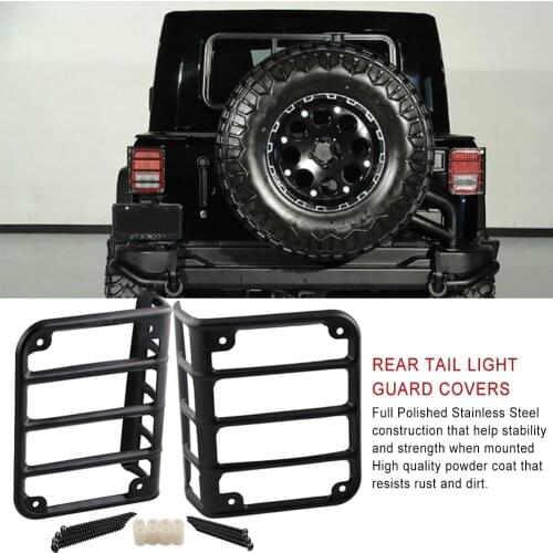 Black Brake Rear Light Protector Tail Light Guards Cover Gloss Taillight for Jeep Wrangler JK Unlimited JK 2007-2018