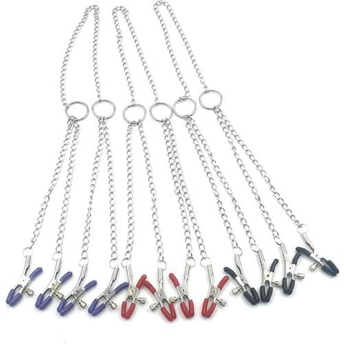 Four Stainless Steel Labia Clitoris Nipple Clamps With Vagina Clamps Metal Chain BDSM Bondage Restraint Sex Toy For women