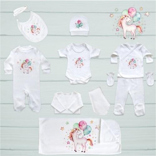 Newborn Essentials 10'lu Organic Hospital Output Set Soft 100% Cotton Baby Gift Layette Hospital Outfit Baby Set 0-3 9,9-12months