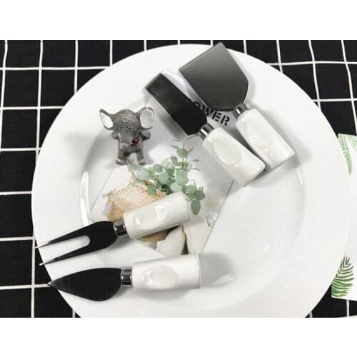 Hot Sale Ceramic Flatware Sets stainless steel White Handle Tableware Cutlery Set Kitchen Dining Tools cheese knife fork