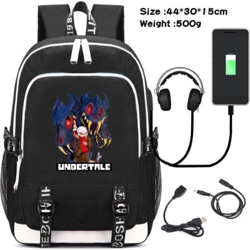 Game Undertale Sans Cartoon Backpack USB Charging Rucksack Students School Bag Bookbags Men Travel Laptop Shoulders Bags Gift