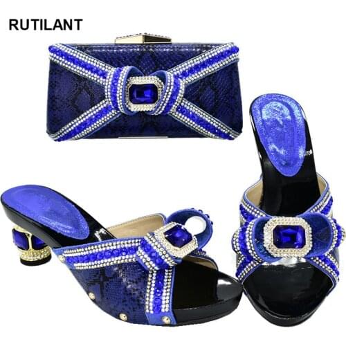 African Wedding Italian Shoe and Bag Sets Shoe and Matching Bag for Nigeria Party African Special Materials High Heels 7 CM