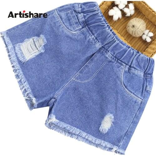 Short Jeans For Girl Hole Kids Ripped Jeans For Girls Summer Childrens Jeans Casual Style Clothes For Girls 6 8 10 12 14