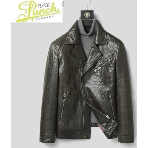 Mens New Sheepskin Leather Jacket Men Clothing Motorcycle Jackets Short Autumn Coat Male Chaqueta Hombre :LXR269