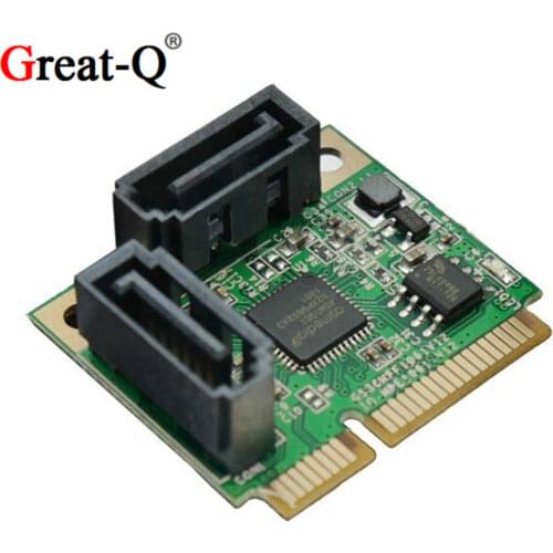 2 Ports Mini PCI-E PCI Express to SATA 3.0 adapter Converter Hard Drive Extension Card Add On Cards for Windows Mac Linux OS