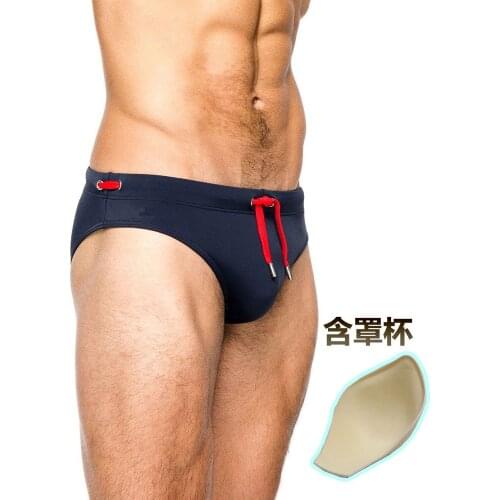 A Pad Mens Swimsuits Sexy Man Penis Pouch Swimsuits Briefs Low-Rise Tight Cool Guy Swimwear Summer Man Bikini Beach Shorts Male