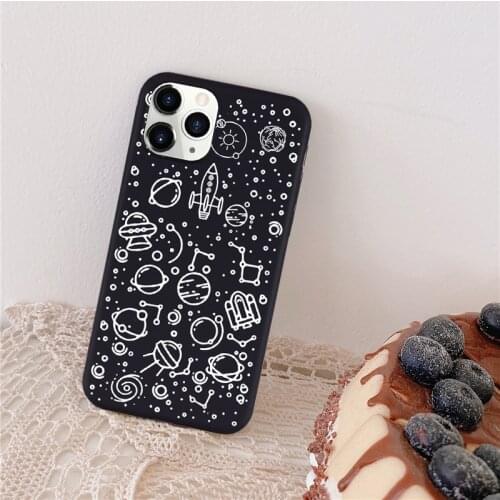 Star Moon Planet Space Soft Silicone Matte Phone Cases for iPhone 11 12 Mini Pro X XR XS MAX 7 8 6 6S Plus SE 2020 Back Cover