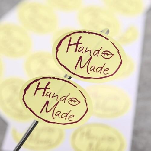 Leaf Hand Made Seal Sticker,DIY Paper Labels for Handmade Product, Baking Decorative Seal Sticker 100pcs/lot