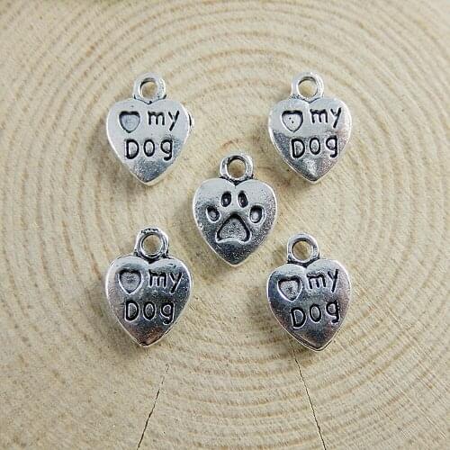 GraceAngie 20Pcs Antique My DOG Creative Handmade Dogtag Puppy Jewelry Charm Pendant Accessory Pet Name Collar 12*9*2mm