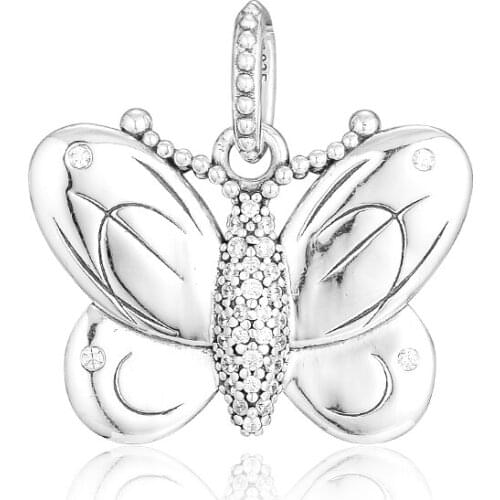 Charms 925 Silver Original Fit Pandora Bracelets Sterling Decorative Butterfly Necklace Pendants Beads for diy Women Jewelry