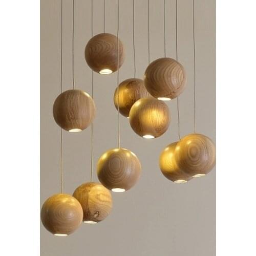 Modern Solid wood hanging pendant lights Nordic creative minimalist living room deco pendant lamp Restaurant lighting fixtures