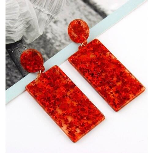 Simple retro acetate acrylic resin earrings fashion exaggerated geometric rectangular womens earrings color trend charm