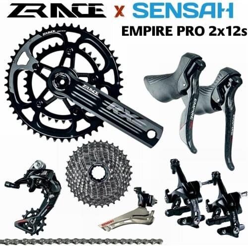SENSAH EMPIRE PRO 2x12 Speed, 24s Road Groupset, R/L Shifter + R/F Derailleurs + ZRACE RX Crank / Brake / Cassette, carbon fiber