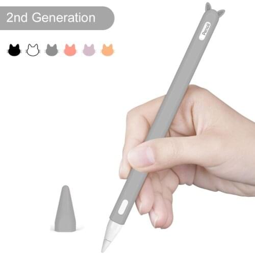 Cute Cat Ear Anti-scroll Silicone Protective Pouch Cap Holder Nib Cover Protective case Skin For Apple Pencil 2 for iPad pro Pen