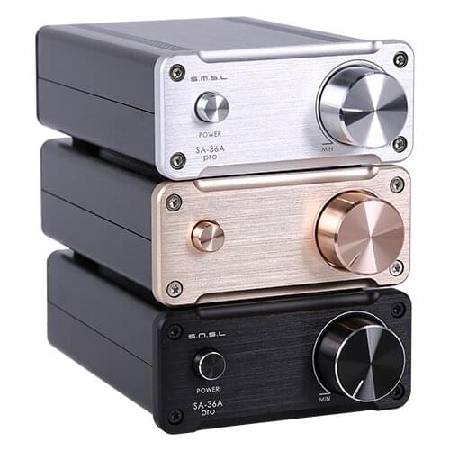 SMSL SA-36A Pro AMP HIFI Big Power Digital Integrated Tripath Stereo Amplifier with 12V 3.8A Power Adaptor Black Silver Gold