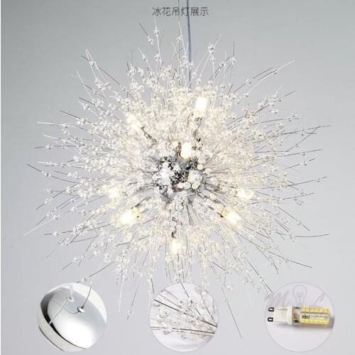 Postmodern Led Pendant Lights Ice Crystal Hanging Lamps for Kitchen Childrens Living Room Light Fixture Suspension Luminaries