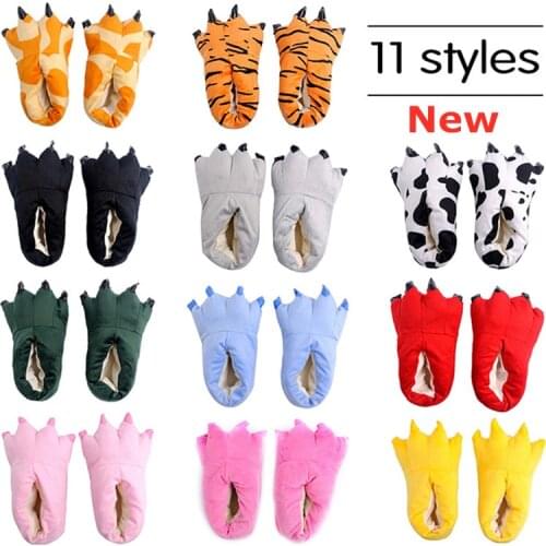 Animal Cartoon Monster Foot Slippers for winter Dinosaur Claw Plush