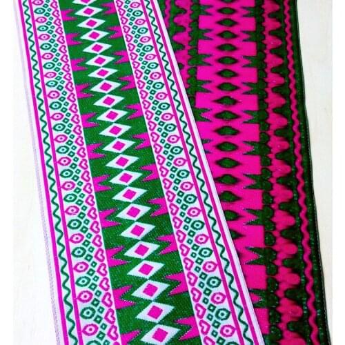 10cm 4'' Pink Green Ethnic Rhombus Hearts Zigzag Trim Costume Curtain Laciness National Jacquard Ribbon Embroidery Woven Webbing