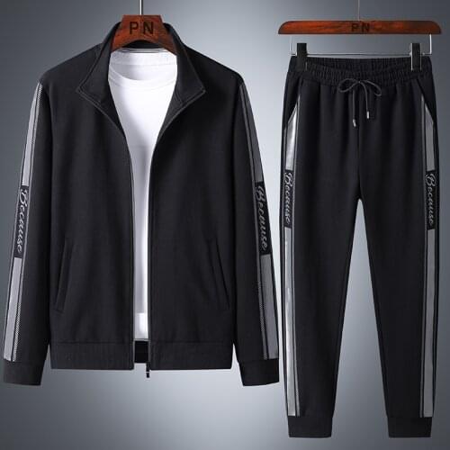 Spring Autumn Mens Sets 2 Piece Hoodie+Pants Sportswear Tracksuit Men Plus Size Active Casual Cotton Black Sweat Suits 8XL