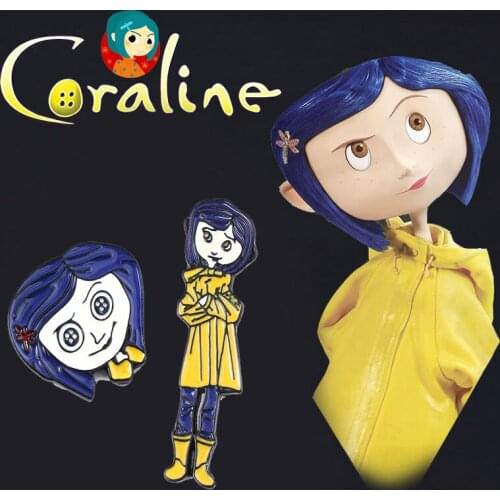 Horror Movie Coraline Enamel Brooch Cute Dragonfly Hair Clip Butterfly Crystal Hair Comb Brooch For Girls Women Jewelry Gift