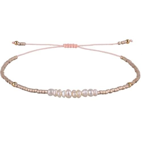 KELITCH Miyuki Bracelets Seed Beaded Gold Jewelry Handmade Adjustable Shell Pearls String Cuff Charm Bracelet for Women Girl