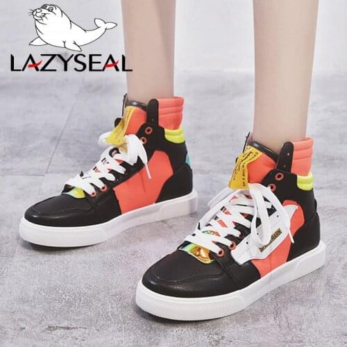 LazySeal Flat Colorful Ankle Boots Shoes Women Shoes Sewing Lace-Up Fashion Ladies Vulcanized Shoes Breathable Females Sneakers