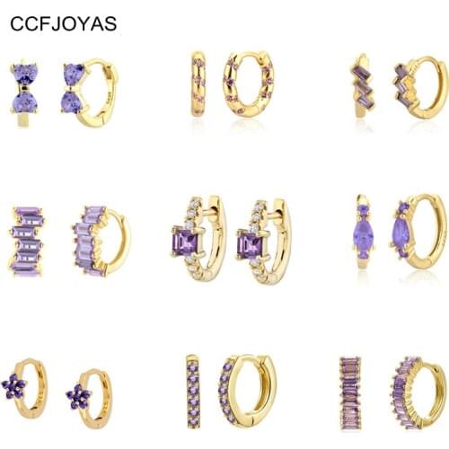 CCFJOYA 925 Sterling Silver Purple Zircon Small Hoop Earrings For Women Mini Round Piercing Earring Jewelry Pendientes Gifts