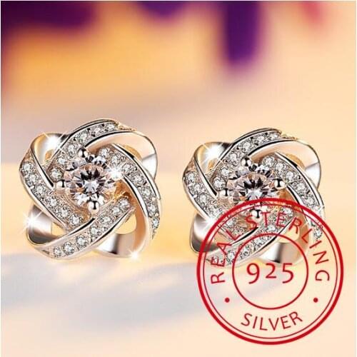 New Hot Fashion 925 Sterling Silver Crystal Cross Earrings for Women Girls Gift Fashion Statement Jewelry 2019