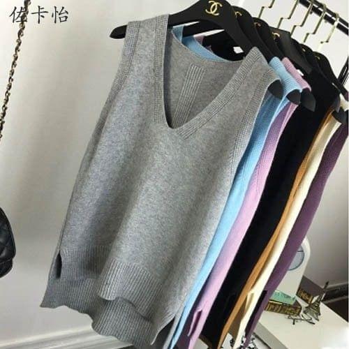 Woman Sweaters Sweater Vest Womens Slim V-neck Knitted Mid-Length Sleeveless Spring Autumn Women Femme Chandails Pull Hiver