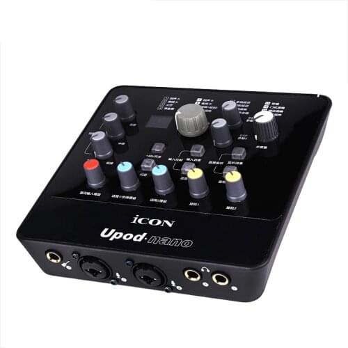 ICON upod nano USB sound card plug play 2 mic-In/1 guitar-In,2-Out USB recording Interface+48V phantom power for Microphone