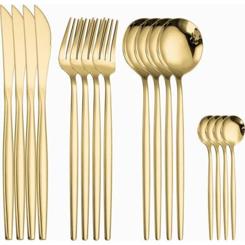 18/10 Stainless Steel Golden Cutlery Set Dinnerware Set Tableware Set Knife Fork Spoon Flatware Set Dishwasher Safe Cutlery Set
